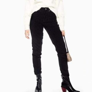 Topshop Black Corduroy Mom Jeans